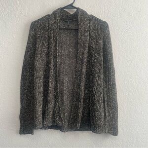 Eileen Fisher Brown Black Cream XS Petite Organic Cotton Slub Cardigan Fall